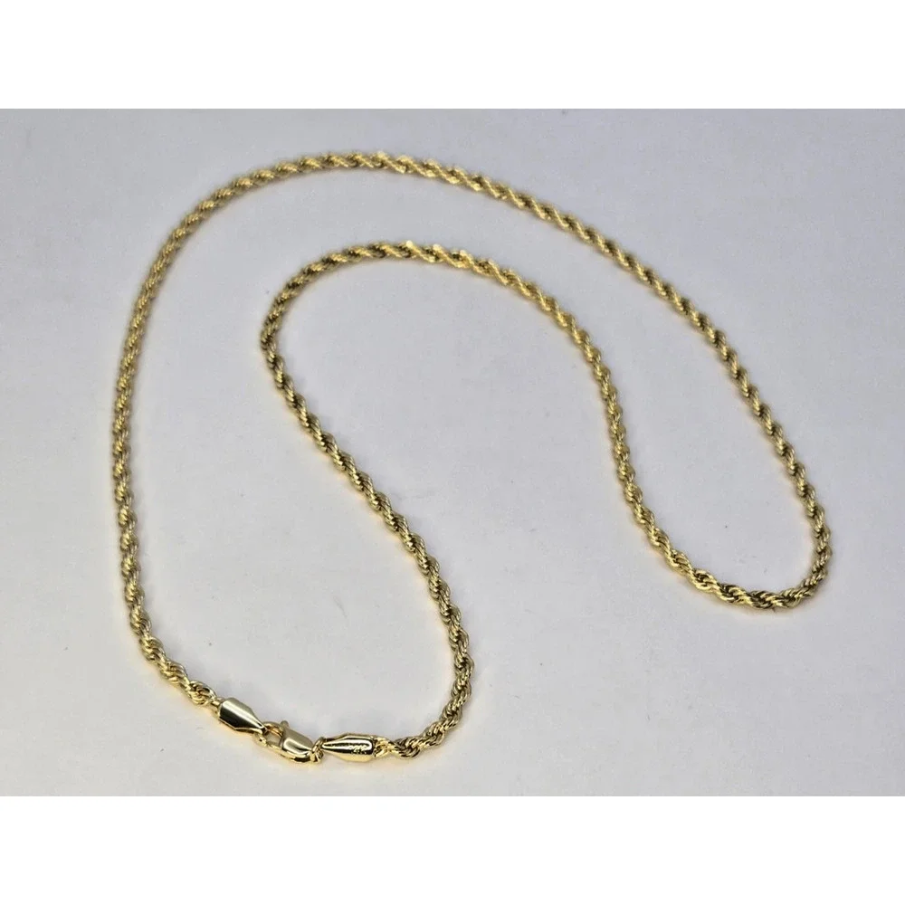 14K Yellow Gold Plated Rope Chain Necklace 3mm 26” Twisted Unisex – 21g – NEW